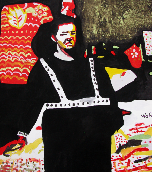 Femme aux bretelles blanches