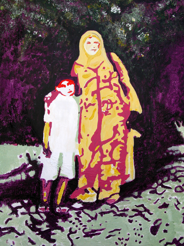 Femme jaune et rouge