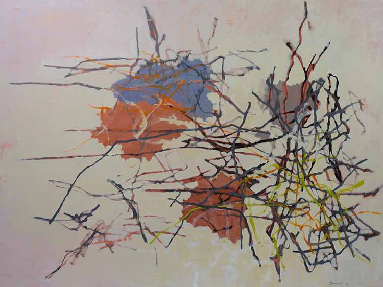 tanger-experience - le web magazine de Tanger - Jean-Marc Brunet à la galerie Delacroix de Tanger La source du vent - Pierre Reverdy 2023 Huile sur toile, 97 x 130 cm